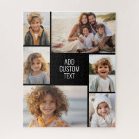 6 photo collage - black background - white text