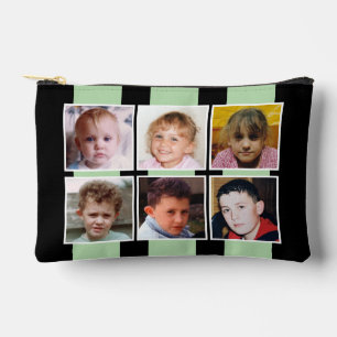 6 photo collage black green accessory pouch