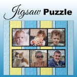 6 photo collage blue yellow stripes jigsaw puzzle<br><div class="desc">Piece together memories with our custom 6-photo jigsaw puzzle! Perfect for family game nights or heartfelt gifts, this puzzle lets you showcase six of your favourite photos in a fun, interactive way. Made with high-quality materials, the vibrant, glossy finish brings your images to life while ensuring durability. Ideal for any...</div>