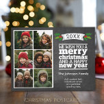 6 Photo Collage - Christmas Chalkboard Holiday Postcard<br><div class="desc">A trendy and whimsical Christmas Greeting with a picture collage of 6 photos.</div>