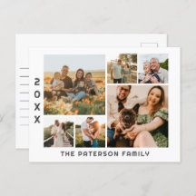 6 Photo Collage Family Name Modern Minimalist