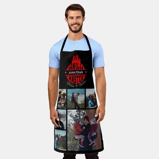 6 Photo Collage Father's Day Grill Master Apron (Worn)