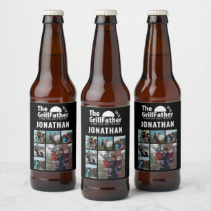 6 Photo Collage Father's Day The Grillfather BBQ   Beer Bottle Label