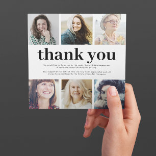 6-Photo Collage Funeral Memorial Thank You Card