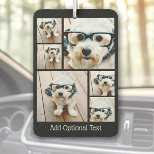 6 Photo Collage - funky pattern black Car Air Freshener