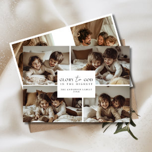 6 Photo Collage Glory to God Christmas Kids Family Holiday Card