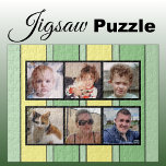 6 photo collage green yellow stripes jigsaw puzzle<br><div class="desc">Piece together memories with our custom 6-photo jigsaw puzzle! Perfect for family game nights or heartfelt gifts, this puzzle lets you showcase six of your favourite photos in a fun, interactive way. Made with high-quality materials, the vibrant, glossy finish brings your images to life while ensuring durability. Ideal for any...</div>