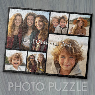 6 Photo Collage Grid with White Text -- Black Jigsaw Puzzle