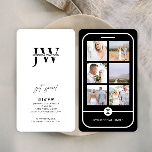6 Photo Collage Instagram Feed Modern Minimalist Business Card