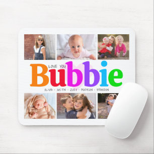6 Photo Collage Love You Bubbie Colourful Modern Mouse Pad