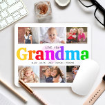 6 Photo Collage Love You Grandma Colourful Modern Mouse Pad<br><div class="desc">“Love you Grandma.” She’s loving every minute with her grandkids. A playful, whimsical, stylish visual of colourful rainbow coloured bold typography and black handwritten typography overlay a soft, light pink heart and a white background. Add 6 cherished photos of your choice and customise the names and message, for the perfect...</div>