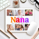 6 Photo Collage Love You Nana Multicolor Rainbow Mouse Pad<br><div class="desc">“Love you Nana.” She’s loving every minute with her grandkids. A playful, whimsical, stylish visual of colourful rainbow coloured bold typography and black handwritten typography overlay a soft, light pink heart and a white background. Add 6 cherished photos of your choice and customise the names and message, for the perfect...</div>