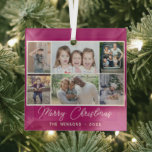 6 Photo Collage Merry Christmas Family  Glass Tree Decoration<br><div class="desc">6 Photo Collage Merry Christmas Family Glass Ornament. Cute modern Christmas design with 6 photos,  Merry Christmas wish,  family name and year. Add 6 favourite photos and customise the text. Sweet Christmas keepsake or gift for your family and friends.</div>
