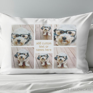 6 Photo Collage Minimalist - Can Edit Colour Pillowcase