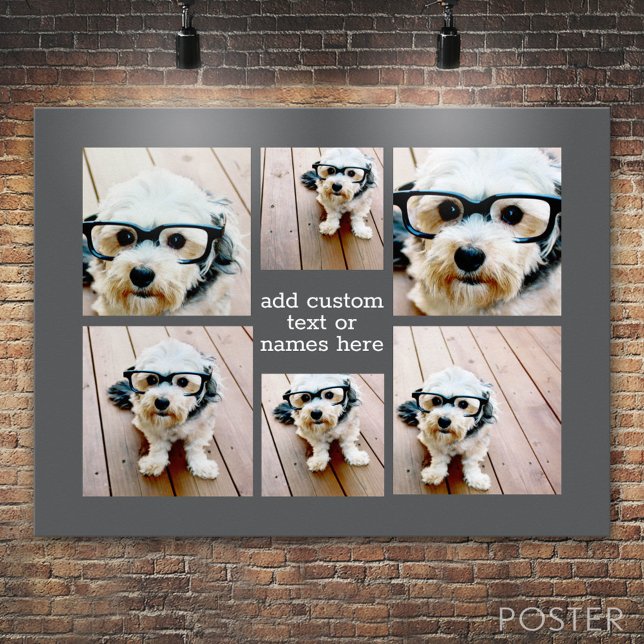 6 Photo Collage Minimalist - Grey and White Grid Poster (Custom Poster)