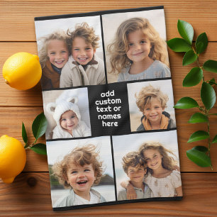 6 Photo Collage Minimalist - white and black Tea Towel
