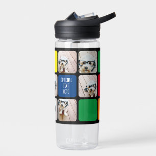 6 photo collage modern cube red blue green yellow water bottle