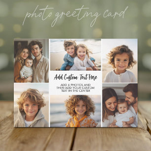 6 Photo Collage - Modern Minimal Grid with Script Holiday Card
