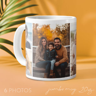6 Photo Collage - Modern, Minimal White Background Large Coffee Mug