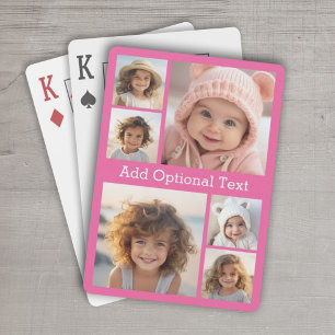 6 Photo Collage Optional Text -- CAN Edit Color Playing Cards