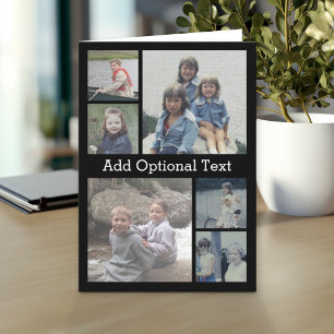 6 Photo Collage Optional Text -- CAN Edit Colour Card