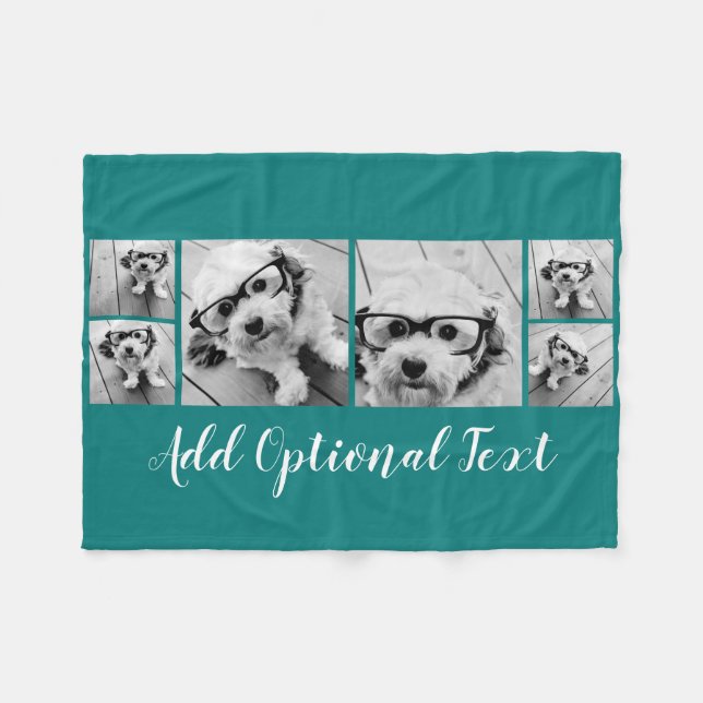6 Photo Collage Optional Text -- CAN Edit Colour Fleece Blanket (Front (Horizontal))
