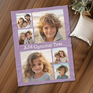 6 Photo Collage Optional Text -- CAN Edit Colour Fleece Blanket