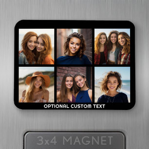 6 Photo Collage Optional Text -- CAN Edit Colour Magnet