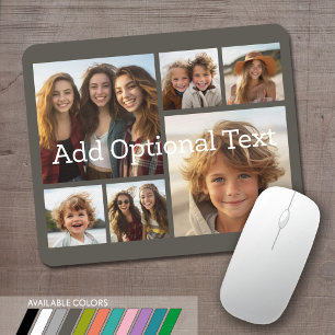 6 Photo Collage Optional Text -- CAN Edit Colour Mouse Pad