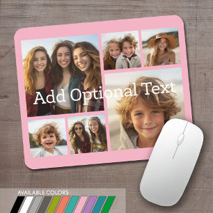 6 Photo Collage Optional Text -- CAN Edit Colour Mouse Pad