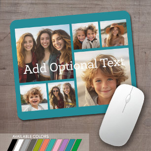 6 Photo Collage Optional Text -- CAN Edit Colour Mouse Pad