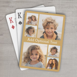 6 Photo Collage Optional Text -- CAN Edit Colour Playing Cards