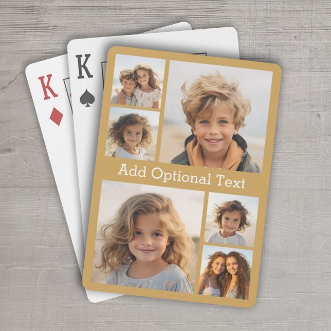 6 Photo Collage Optional Text -- CAN Edit Colour Playing Cards (Personalized Playing Cards - 6 Photo Collage)