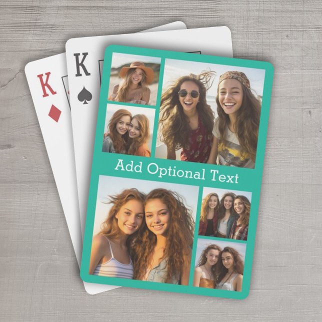 6 Photo Collage Optional Text -- CAN Edit Colour Playing Cards (Personalized Playing Cards - 6 Photo Collage)