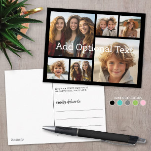 6 Photo Collage Optional Text -- CAN Edit Colour Postcard