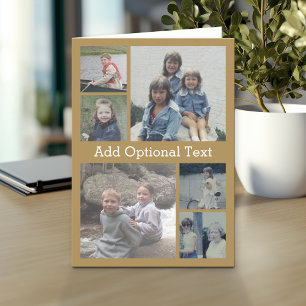 6 Photo Collage Optional Text -- CAN Edit gold Card