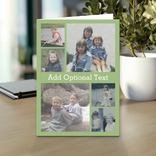 6 Photo Collage Optional Text -- CAN Edit green Card