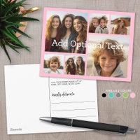 6 Photo Collage Optional Text -- CAN Edit Pink