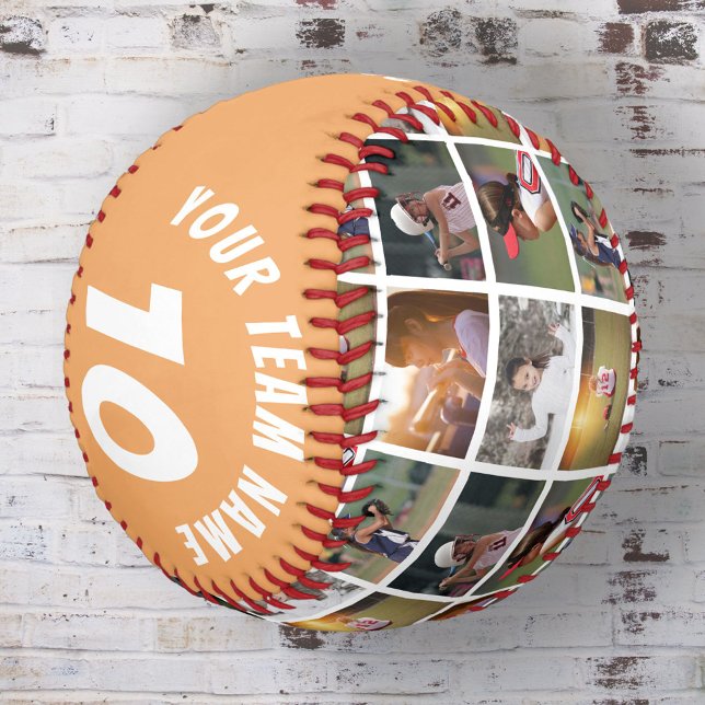 6 Photo Collage Orange Player Number Team Name Softball (Creator Uploaded)