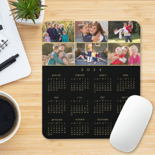 6 Photo Collage Personalised Family 2024 Calendar Mouse Pad