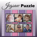 6 photo collage pink purple stripes jigsaw puzzle<br><div class="desc">Piece together memories with our custom 6-photo jigsaw puzzle! Perfect for family game nights or heartfelt gifts, this puzzle lets you showcase six of your favourite photos in a fun, interactive way. Made with high-quality materials, the vibrant, glossy finish brings your images to life while ensuring durability. Ideal for any...</div>