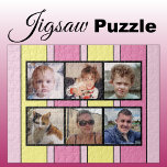 6 photo collage pink yellow stripes jigsaw puzzle<br><div class="desc">Piece together memories with our custom 6-photo jigsaw puzzle! Perfect for family game nights or heartfelt gifts, this puzzle lets you showcase six of your favourite photos in a fun, interactive way. Made with high-quality materials, the vibrant, glossy finish brings your images to life while ensuring durability. Ideal for any...</div>