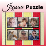 6 photo collage red yellow stripes jigsaw puzzle<br><div class="desc">Piece together memories with our custom 6-photo jigsaw puzzle! Perfect for family game nights or heartfelt gifts, this puzzle lets you showcase six of your favourite photos in a fun, interactive way. Made with high-quality materials, the vibrant, glossy finish brings your images to life while ensuring durability. Ideal for any...</div>