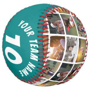 6 Photo Collage Teal Player Number Team Name Softball