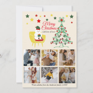 6 Photo Collage Teddy Bear Adorable Cute Christmas Card