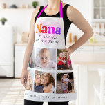 6 Photo Collage We Love You Nana Colourful Rainbow Apron<br><div class="desc">“We love you Nana and your cooking.” She’s loving every minute with her grandkids. Add extra sparkle to her culinary adventures whenever she wears this elegant, sophisticated, simple, and modern apron. A playful, whimsical, stylish visual of colourful rainbow coloured bold typography and black handwritten typography overlay a soft, light pink...</div>