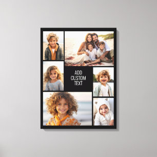 6 photo collage - white background - black text canvas print