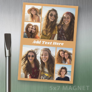 6 Photo Collage White Text - Refrigerator Magnet