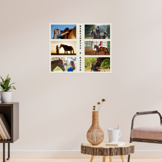 6 Photo Collage with Name for Horse Lovers Poster