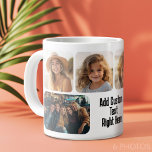6 Photo Collage with text block - black and white Large Coffee Mug<br><div class="desc">This 6 photo modern grid with a collage and rounded corners. Add your favourite pictures to this film strip for a fun memory keeper. An artistic way to display your best photo sharing pics.</div>